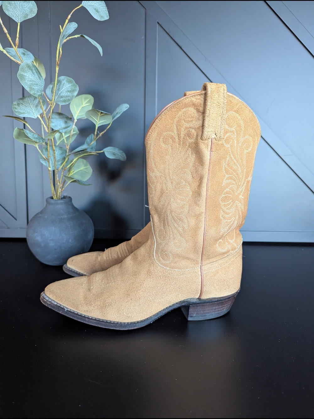 Dan Post Tan Suede Over-the-Knee Western Boots